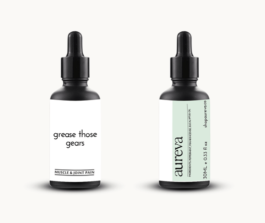 Aureva Grease Those Gears joint and mobility essential oil roll-on 10ml with eucalyptus peppermint and rosemary